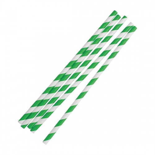 Fiesta Green Compostable Bendy Paper Straws Green Stripes (Pack of 250)