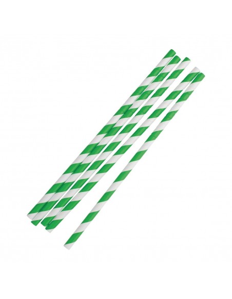 Fiesta Green Compostable Bendy Paper Straws Green Stripes (Pack of 250)