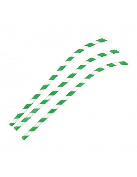 Fiesta Green Compostable Bendy Paper Straws Green Stripes (Pack of 250)