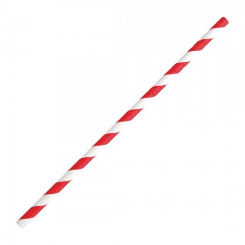 Fiesta Green Compostable Bendy Paper Straws Red Stripes (Pack of 250)