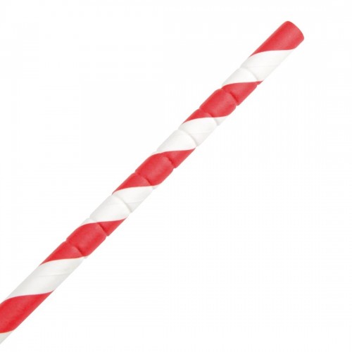 Fiesta Green Compostable Bendy Paper Straws Red Stripes (Pack of 250)