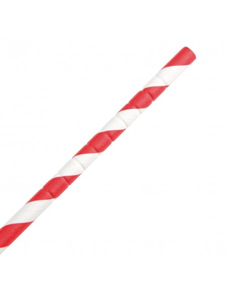 Fiesta Green Compostable Bendy Paper Straws Red Stripes (Pack of 250)