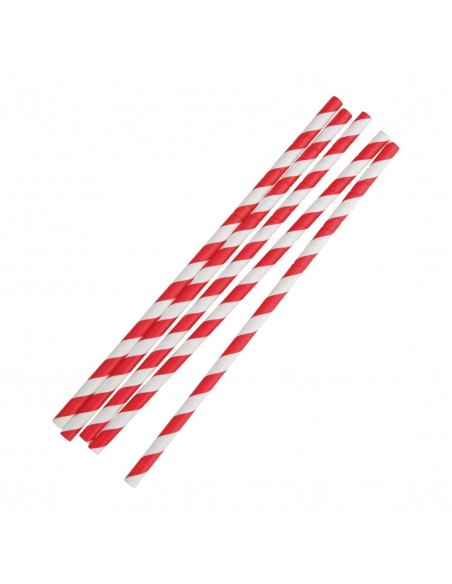 Fiesta Green Compostable Bendy Paper Straws Red Stripes (Pack of 250)