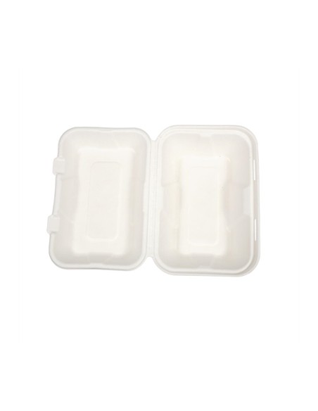 Vegware Compostable Bagasse Clamshell Hinged Meal Boxes 225mm