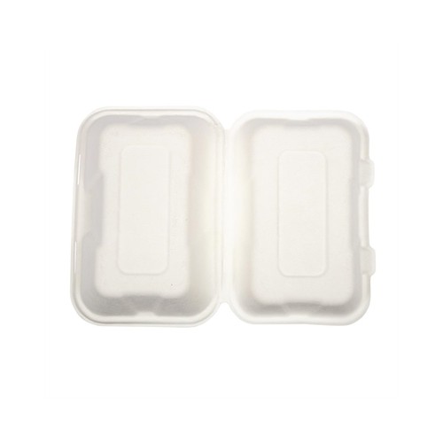 Vegware Compostable Bagasse Clamshell Hinged Meal Boxes 225mm