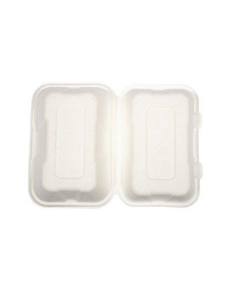 Vegware Compostable Bagasse Clamshell Hinged Meal Boxes 225mm