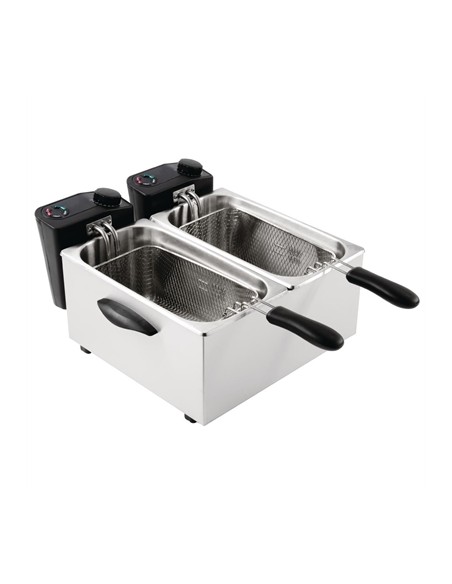 Caterlite Light Duty Twin Tank Twin Basket Countertop Electric Fryer 2x2kW