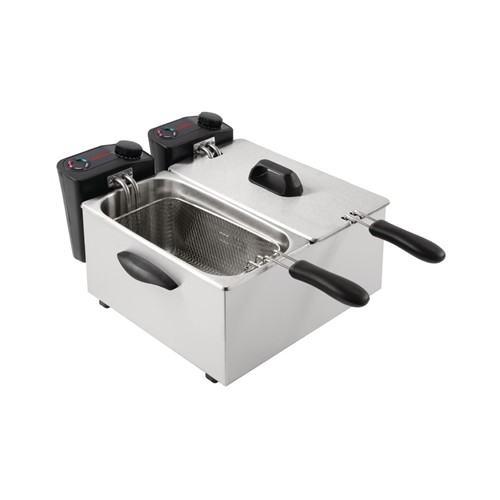Caterlite Light Duty Twin Tank Twin Basket Countertop Electric Fryer 2x2kW