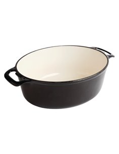 Vogue Oval Black Casserole Dish Large 2