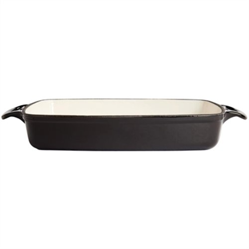 Vogue Rectangular Black Cast Iron Dish Large