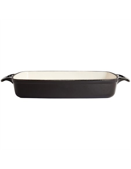 Vogue Rectangular Black Cast Iron Dish Large