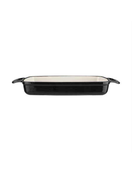 Vogue Rectangular Black Cast Iron Dish Large