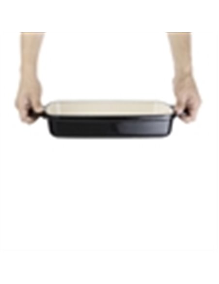 Vogue Rectangular Black Cast Iron Dish Large
