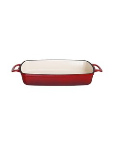 Vogue Red Rectangular Cast Iron Dish 18Ltr