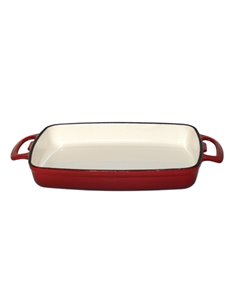 Vogue Red Rectangular Cast Iron Dish 18Ltr 2