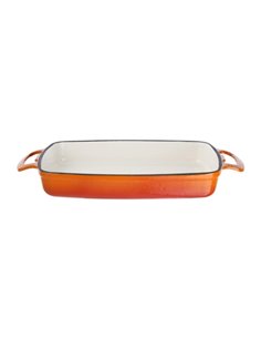 Vogue Orange Rectangular Cast Iron Dish 18Ltr