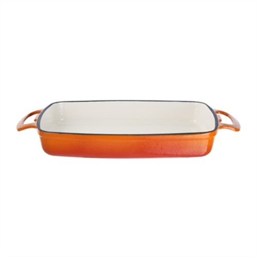 Vogue Orange Rectangular Cast Iron Dish 18Ltr