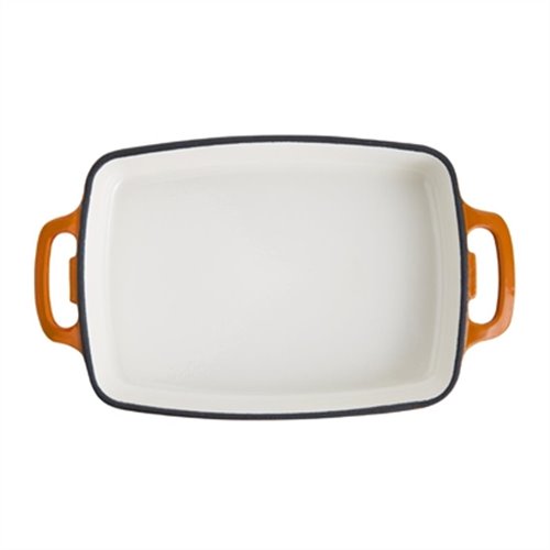 Vogue Orange Rectangular Cast Iron Dish 18Ltr