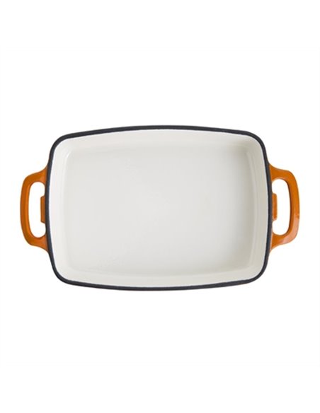 Vogue Orange Rectangular Cast Iron Dish 18Ltr