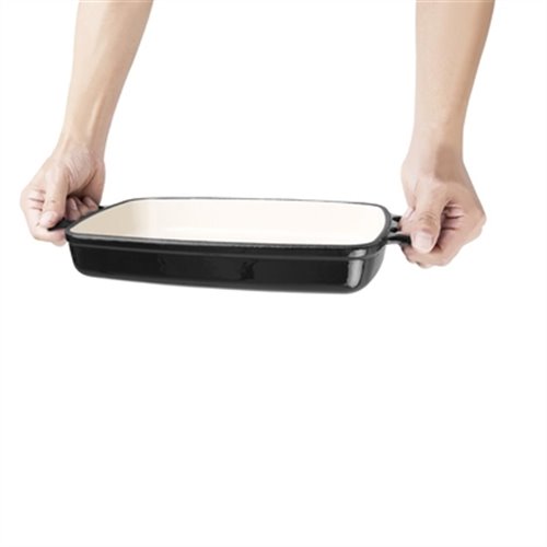 Vogue Black Rectangular Cast Iron Dish 18Ltr