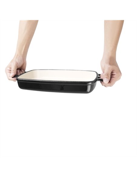 Vogue Black Rectangular Cast Iron Dish 18Ltr