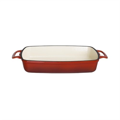 Vogue Rectangular Red Cast Iron Dish Large