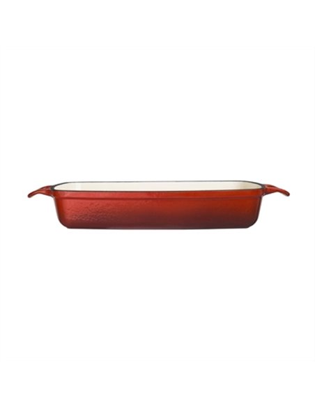 Vogue Rectangular Red Cast Iron Dish Large