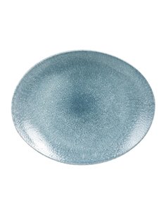 Churchill Studio Prints Raku Oval Coupe Plates Topaz Blue 317mm