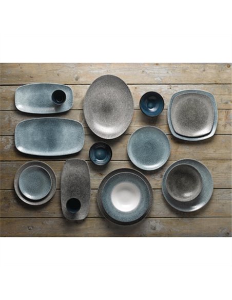 Churchill Studio Prints Raku Oval Coupe Plates Topaz Blue 317mm