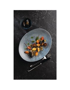 Churchill Studio Prints Raku Oval Coupe Plates Topaz Blue 270mm 2