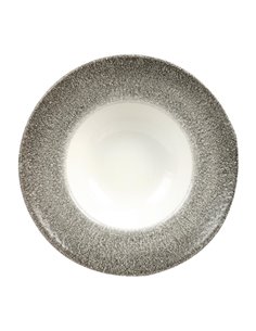 Churchill Studio Prints Raku Round Wide Rim Bowls White and Quartz Black 280mm 2