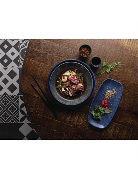 Churchill Studio Prints Agano Oblong Chefs Plates Blue 298 x 153mm (Pack of 12)
