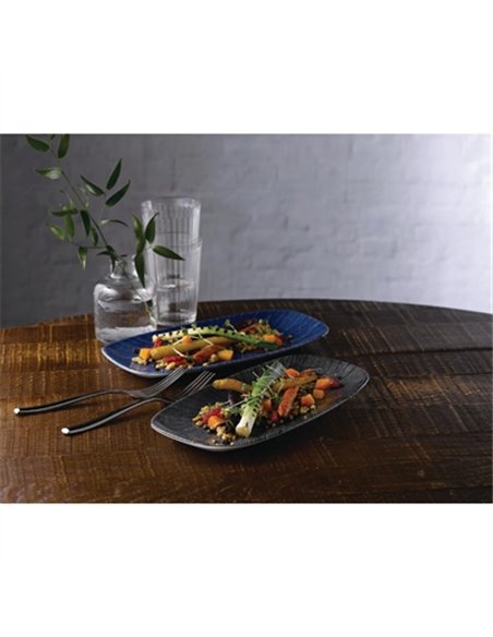Churchill Studio Prints Agano Oblong Chefs Plates Black 355 x 189mm (Pack of 6)
