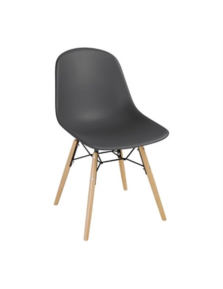 Bolero PP Moulded Side Chair Charcoal with Spindle Legs Pack of 2