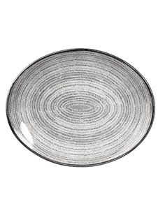 Churchill Studio Prints Homespun Stone Grey Oval Coupe Plate 317 x 255mm