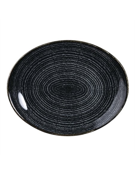 Churchill Studio Prints Homespun Charcoal Black Oval Coupe Plate 317 x 255mm