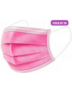 Face Masks Pink Disposable x 50