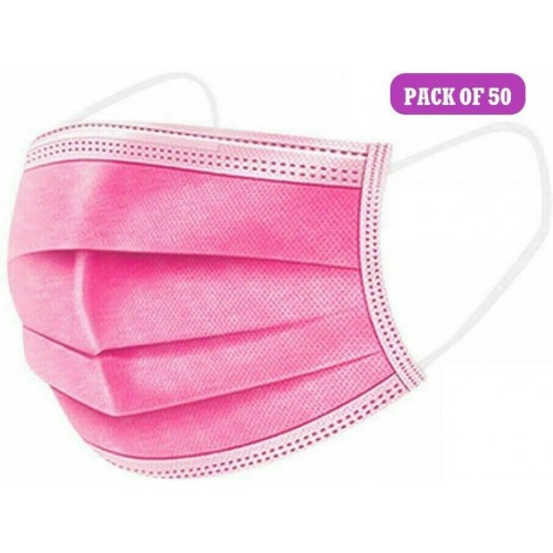Face Masks Pink Disposable x 50