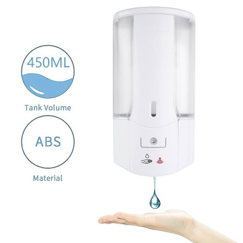 450ML Automatic Soap Dispenser Sanitizer Hands Free IR Sensor Touchless White