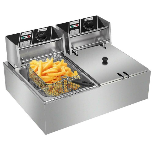 double commercial catering electric twin fryer