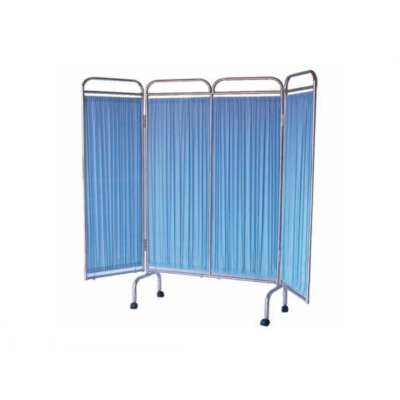 Medical Privacy Screen Mobile with 4 folding curtains blue 2.4mtrs
