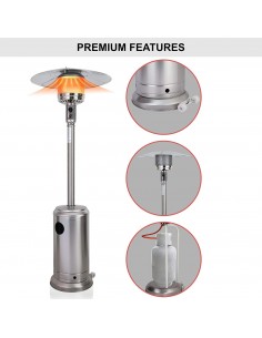 Silver Powder Coated Hammered Metal Steel Outdoor Garden BBQ Gas Patio Heater 2