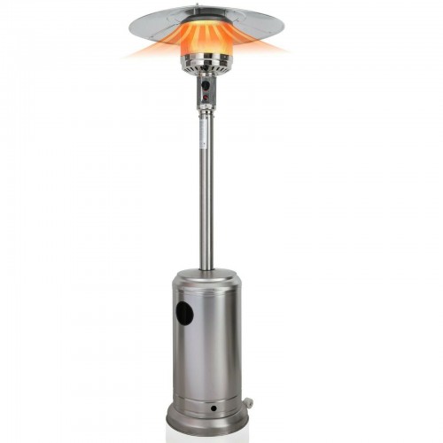 Silver Powder Coated Hammered Metal Steel Outdoor Garden BBQ Gas Patio Heater