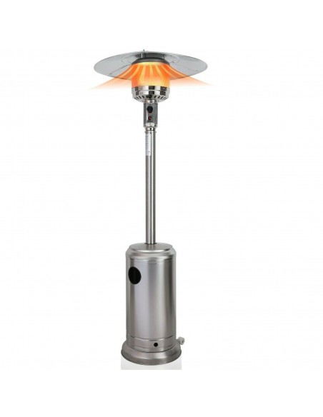 Silver Powder Coated Hammered Metal Steel Outdoor Garden BBQ Gas Patio Heater
