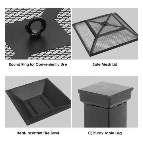 Fire Pit Square 80cm Barbecue Garden Stove