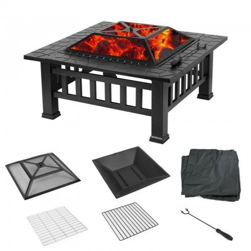 Fire Pit Square 80cm Barbecue Garden Stove