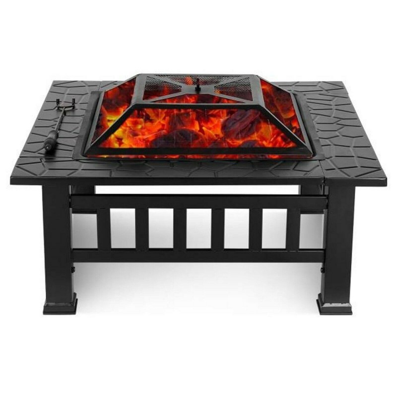 Fire Pit Square 80cm Barbecue Garden, Fire Pit Bbq Table Uk