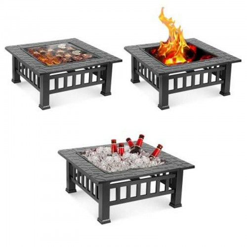 Fire Pit Square 80cm Barbecue Garden...