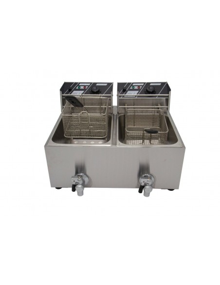 Double Fryer 2 x 12 Litre Commercial Twin Fryer By Stalwart