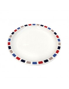 Rectangles 23cm Plate - Red, Blue & Grey